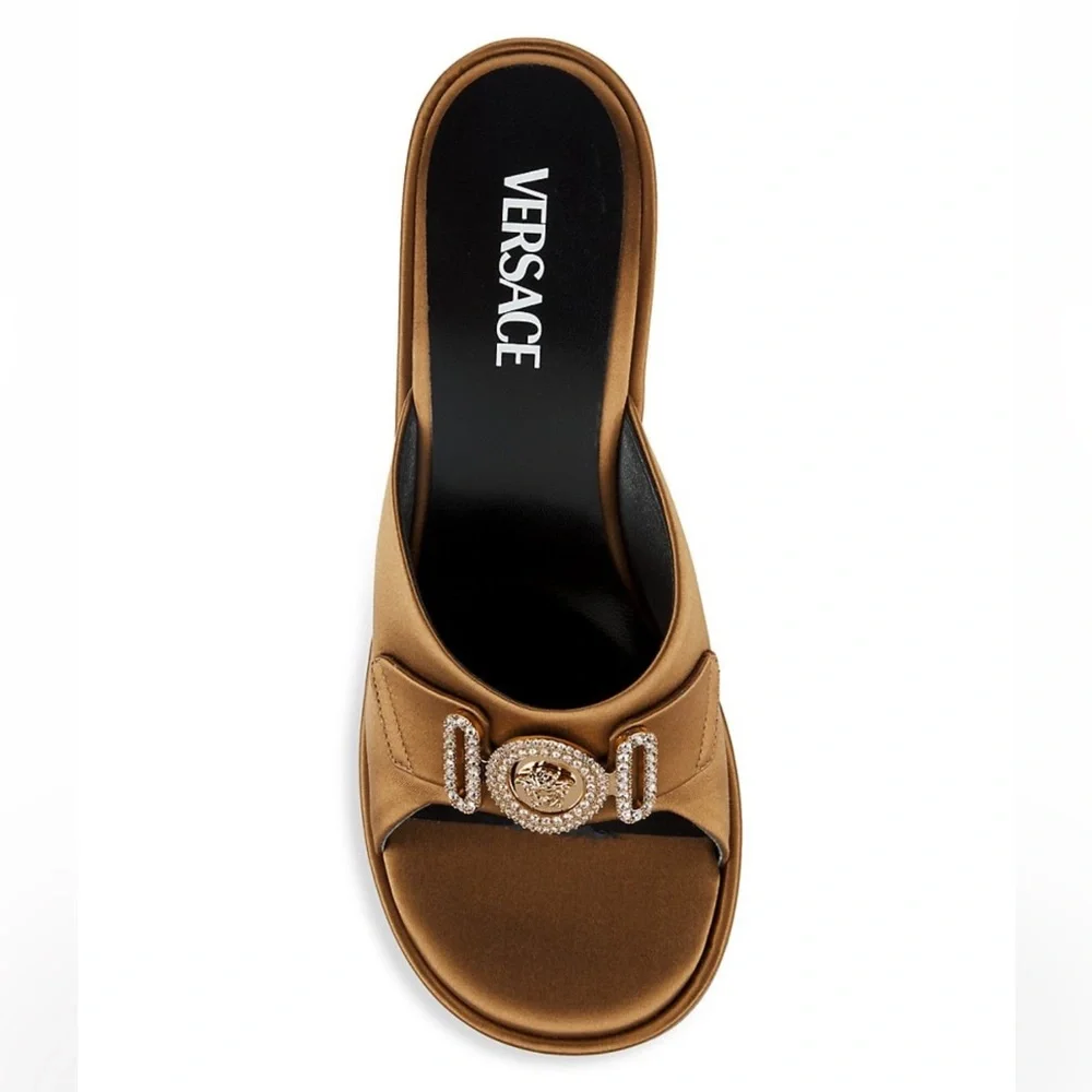 Versace Biggie Metallic Leather Mules Size 36 VGUC - Picture 1 of 10
